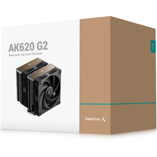 Кулер для процессора DEEPCOOL AK620 G2 LGA1851/1700/1200/115X/AM5/AM4 (8шт/кор, TDP 260W, PWM, DUAL Fan 120мм, 6 тепл. трубок, Copper Base, Wood-grain top cover, черный) RET (R-AK620G2-BKNNMN-GJD)