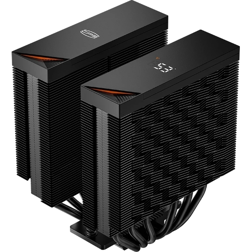Кулер для процессора PCCooler RT620 Digital BK (250W, 4-pin PWM, LED temp., 157mm, 6x6mm, 2x120мм, 73.32CFM, 34.9dBA, 2200RPM, S: 1851/1700/1200/115X, AM5/AM4, черный)