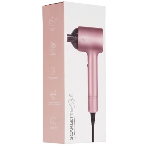 Фен Scarlett SC-HD70I53 розовый/черный, 1600 Вт, ионизация