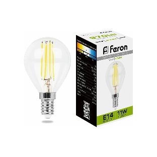 Лампа светодиодная Feron LB-511 11 вт Е14 белый шар FILAMENT