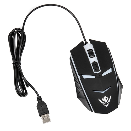 Мышь проводная Nakatomi MOG-02U черный, 1600 dpi, USB, кнопки - 5