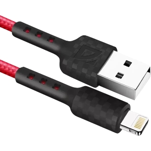 Кабель USB Defender F181 Lightning 1м, 2.4А, нейлон, пакет 1