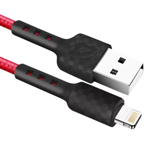 Кабель USB Defender F181 Lightning 1м, 2.4А, нейлон, пакет 1