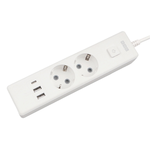 Бытовой удлинитель PowerCube, 2 р с/з вык.,3USB, 3500 Вт, 16А, 1.9 м, 3x1,0 (белый) PC-4-2M