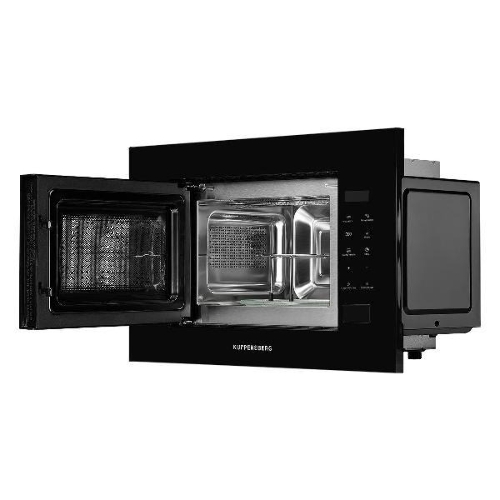 Встраиваемая микроволновая печь Kuppersberg HMW 620 B, объем 20 л, мощность 700 Вт, поворотный стол, High-Tech, 9 автоматических программ, гриль, сенсорное управление, черный