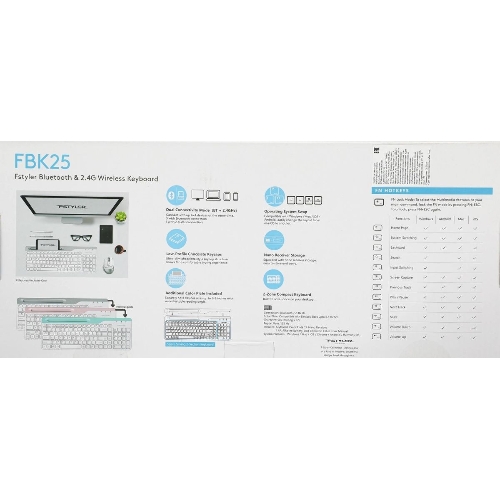 Клавиатура беспроводная A4Tech Fstyler FBK25, USB, Bluetooth/Радиоканал, белый/серый
