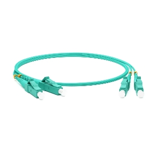 Коммутационный шнур оптический Hyperline, Duplex LC/LC, OM3 50/125, LSZH, 20м, d= 2мм, голубой хвостовик, голубой