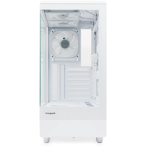 Компьютерный корпус HSPD F510, Panoramic Mid Tower, белый, TG, 0.5 SPCC, 3x120мм ARGB ATX, mATX, mITX 180/280/160мм 1x2.5