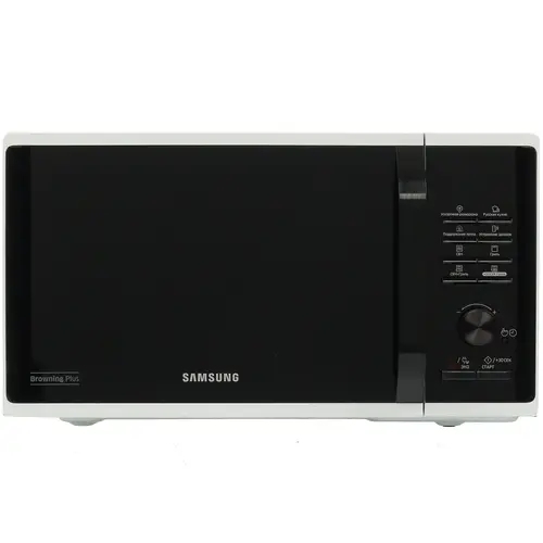Микроволновая печь Samsung MG23K3515AW/BW белый/черный, 23 л, 800 Вт, переключатели - кнопки, поворотный механизм