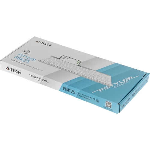 Клавиатура беспроводная A4Tech Fstyler FBK25, USB, Bluetooth/Радиоканал, белый/серый