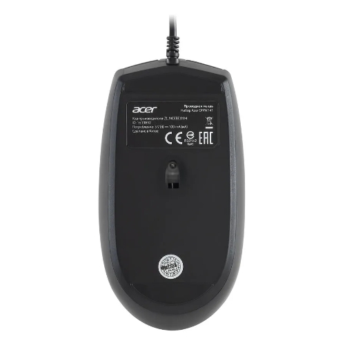 Комплект клавиатура+мышь Acer OMW141 проводной, USB, 1200 DPI, чёрный