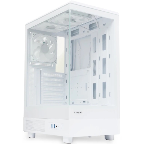 Компьютерный корпус HSPD F510, Panoramic Mid Tower, белый, TG, 0.5 SPCC, 3x120мм ARGB ATX, mATX, mITX 180/280/160мм 1x2.5
