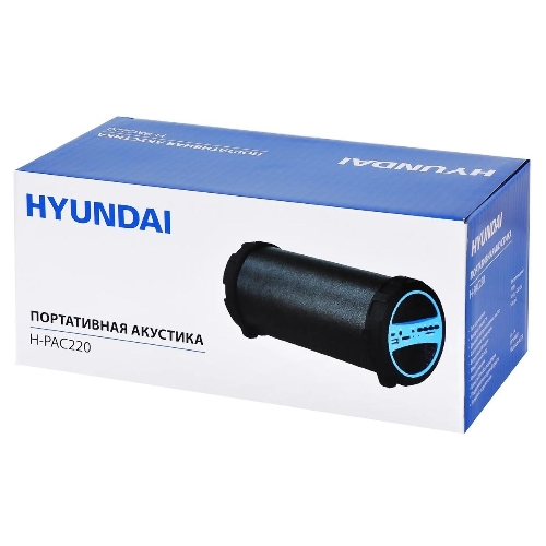 Колонка портативная Hyundai H-PAC220 черный/голубой 10W 1.0 BT/3.5Jack/USB