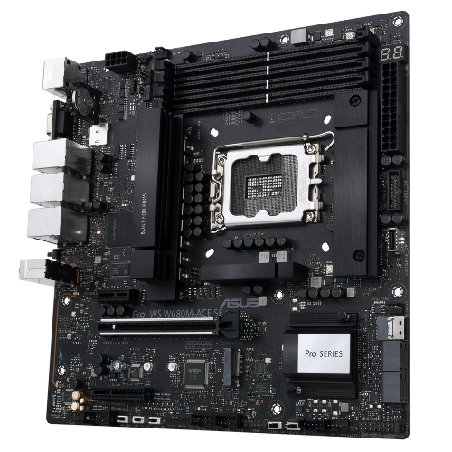 Материнская плата Asus PRO WS W680M-ACE SE, LGA1700, Intel W680, 4xDDR5, 8xSATA, 2xM.2, 1xPCIe 5.0 x16, 1xPCIe 3.0 x4, 1xPCIe 3.0 x1, 1xDP, 1xHDMI, 1xVGA, 3x2.5Gb LAN, 1xUSB-C 10Gbps, 1xUSB-A 10Gbps, 4xUSB-A 5Gbps, 3x3.5 мм, 7.1, mATX