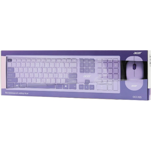 Комплект клавиатура + мышь Acer OCC205 беспроводной USB, 1200 dpi, фиолетовый