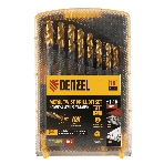 Набор сверл по металлу Denzel 1-10 мм, HSS-Tin, Golden Tip, 19 шт