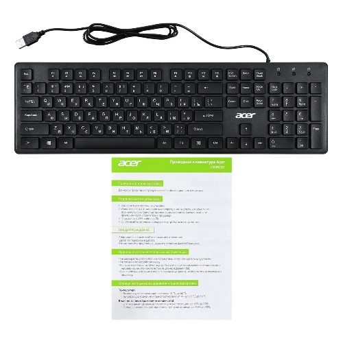 Клавиатура проводная Acer OKW020, USB, черный