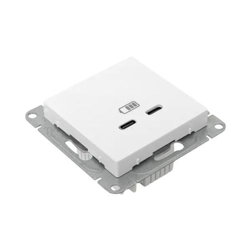 Розетка 2-м СП Эпика USB-C механизм бел. EKF UP1-SOW-2USBC