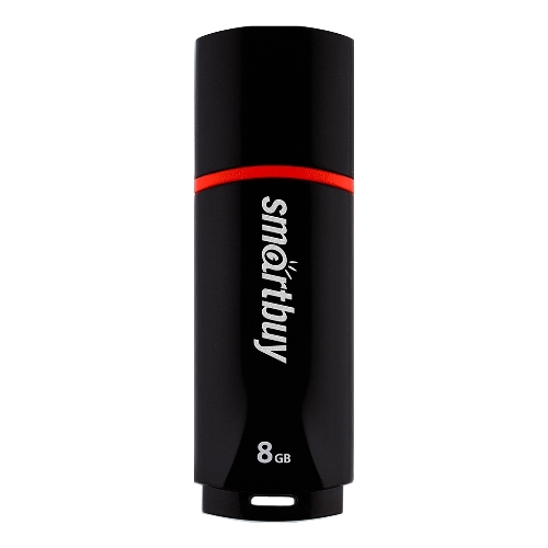 Флешка USB Smartbuy Crown black (SB8GbCRW-K), 8 Gb, USB 2.0, R/W 15/5, черный/красный