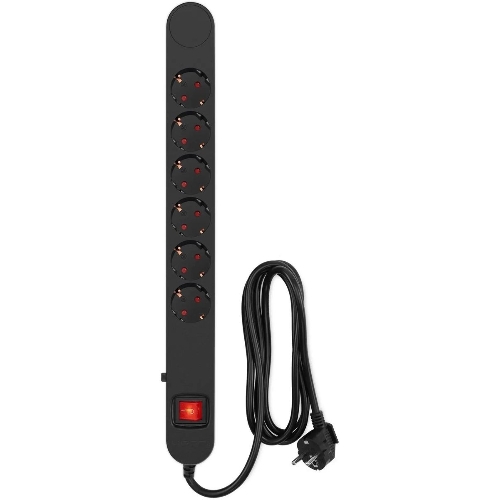 Сетевой фильтр Ippon NF-EU-1.8-10 1.8 м, 6 розеток, черный, коробка