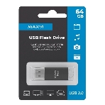Флешка USB R/W Maxvi MP 64Gb USB 2.0 black, монолит с колпачком, металл + ABS пластик