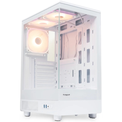 Компьютерный корпус HSPD F510, Panoramic Mid Tower, белый, TG, 0.5 SPCC, 3x120мм ARGB ATX, mATX, mITX 180/280/160мм 1x2.5