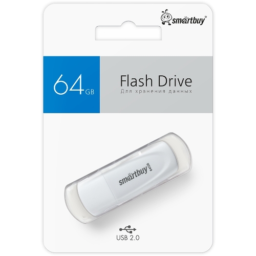 Флешка USB Smartbuy Scout White (SB064Gb2SCW), 64Gb, USB 2.0, R/W 15/8, белый