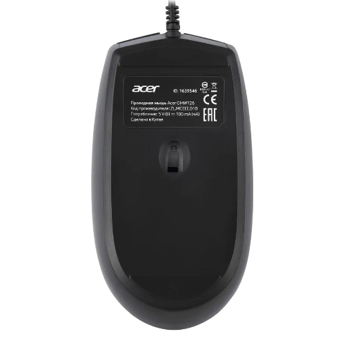 Мышь проводная Acer OMW126 черный, 1200 dpi, USB, кнопки - 3
