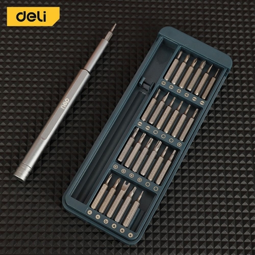 Набор прецизионных отверток Deli DL241025 (отвертка + 24 биты), сталь S2 + Cr-V