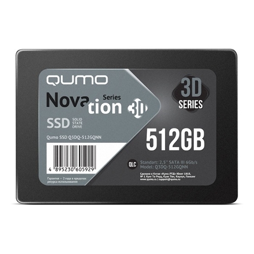 Накопитель SSD QUMO Novation 3D, 512Gb, SATA III, 2.5