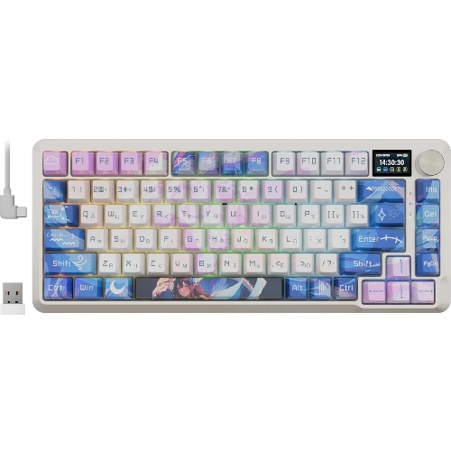 Клавиатура Redragon Flekact Pro гибридная, USB Type-A, Bluetooth, радиоканал, фиолетовый