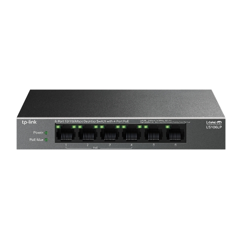 Коммутатор настольный TP-Link LS106LP с 6 портами 10/100 Мбит/с (4 порта PoE)