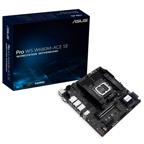 Материнская плата Asus PRO WS W680M-ACE SE, LGA1700, Intel W680, 4xDDR5, 8xSATA, 2xM.2, 1xPCIe 5.0 x16, 1xPCIe 3.0 x4, 1xPCIe 3.0 x1, 1xDP, 1xHDMI, 1xVGA, 3x2.5Gb LAN, 1xUSB-C 10Gbps, 1xUSB-A 10Gbps, 4xUSB-A 5Gbps, 3x3.5 мм, 7.1, mATX