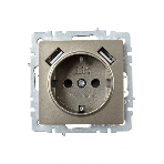 Розетка 1-местная IEK BRITE РЮш10-1-БрШ (BR-R14-16-U21-D21-K37) 16А, с USB A+A 2.1А, с заземлением, с защитными шторками, шампань