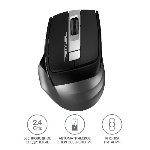 Мышь беспроводная A4Tech Fstyler FG35 серый/черный, 2000 dpi, радиоканал, USB, кнопки - 6
