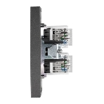 Розетка Kranz STRONG компьютерная двойная RJ45+RJ45 кат6 с/у графит