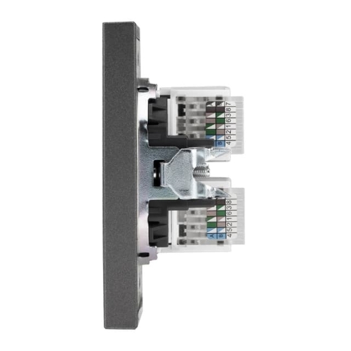 Розетка Kranz STRONG компьютерная двойная RJ45+RJ45 кат6 с/у графит
