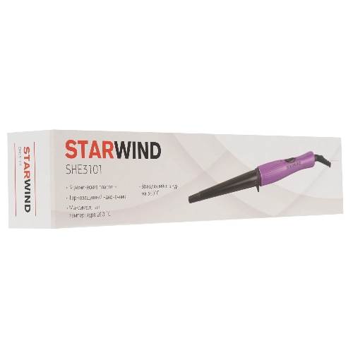 Щипцы для завивки волос Starwind SHE3101 фиолетовый, 13-19 мм, 200 °C, 1 режим