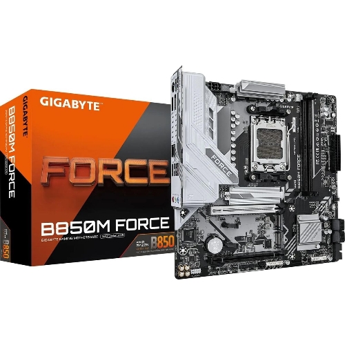 Материнская плата Gigabyte B850M FORCE, AM5, AMD B850, 2xDDR5, 4xSATA, 3xM.2, 1xPCIe 5.0 x16, 1xPCIe 4.0 x4, 1xHDMI, 1xDP, 1x2.5Gb LAN, 1xUSB-C 5Gbps, 1xUSB-A 10Gbps, 2xUSB-A 5Gbps, 2xUSB-A 2.0, 3x3.5 мм, 7.1, mATX