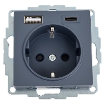 Розетка SE AtlasDesign 16А с USB A+C (5В/2,4А/3 А, 2х5В/1,5А), мех, грифель