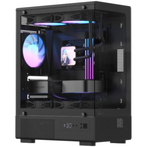 Корпус Formula Crystal Z1CM Plus AR v2 черный без БП mATX 5x120мм 1xUSB3.0 audio bott PSU