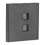 Розетка Kranz STRONG компьютерная двойная RJ45+RJ45 кат6 с/у графит