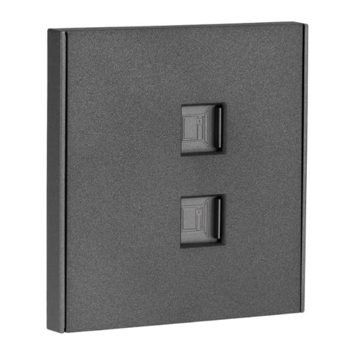 Розетка Kranz STRONG компьютерная двойная RJ45+RJ45 кат6 с/у графит