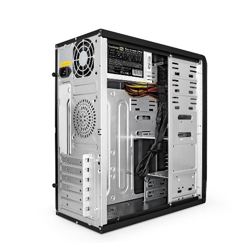 Компьютерный корпус Miditower ExeGate CP-601-UNS500 (ATX, БП UNS500 с вент. 12см, 2*USB, аудио, черный)