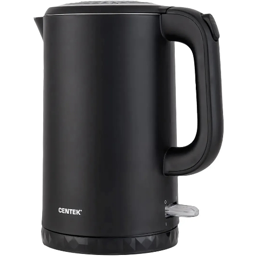 Чайник электрический Centek CT-0020 черный металл 1.7 л, 2200 Вт, бесшовная колба, двойные стенки