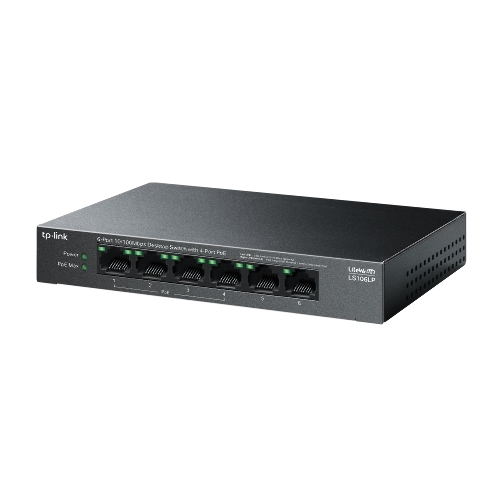 Коммутатор настольный TP-Link LS106LP с 6 портами 10/100 Мбит/с (4 порта PoE)