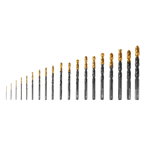 Набор сверл по металлу Denzel 1-10 мм, HSS-Tin, Golden Tip, 19 шт