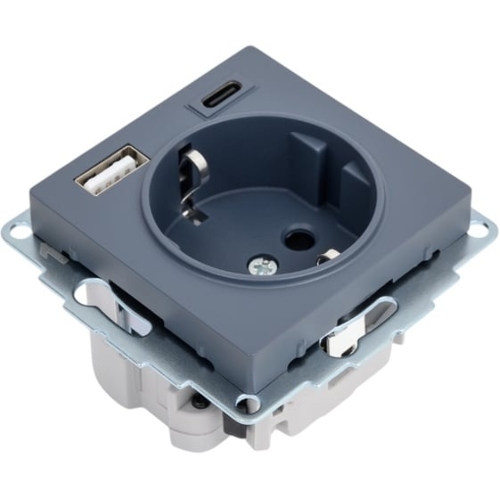 Розетка SE AtlasDesign 16А с USB A+C (5В/2,4А/3 А, 2х5В/1,5А), мех, грифель
