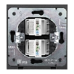 Розетка Kranz STRONG компьютерная двойная RJ45+RJ45 кат6 с/у графит