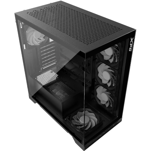 Компьютерный корпус XPG INVADER X BLACK (INVADERXMT-BKCWW) Mid-Tower Gaming ATX PC Case with Panoramic View, Tempered Glass Panels, and RGb Lighting Black